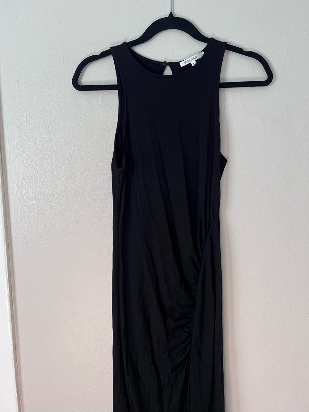 Amanda Uprichard Black Sleeveless Maxi Dress - Sleek Ruched Detail